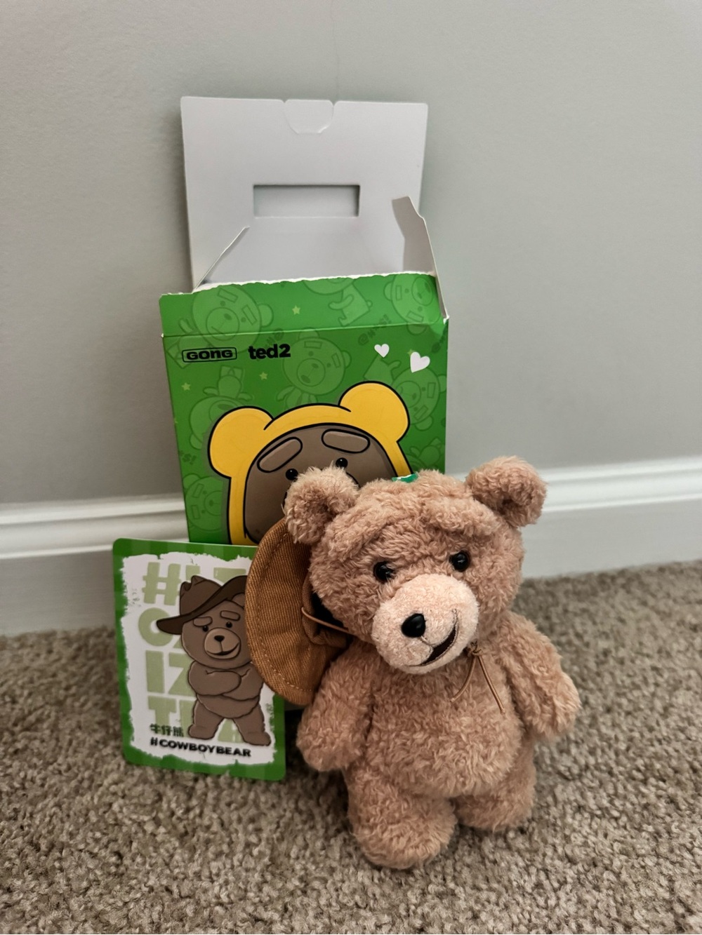 Plush Brown Cowboy Bear Stuffed Animal with Removable Hat